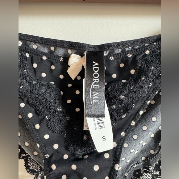 Adore Me Black/White Polka Dot Lace Bra and Panty Set. 34B/Small. - Picture 4 of 4